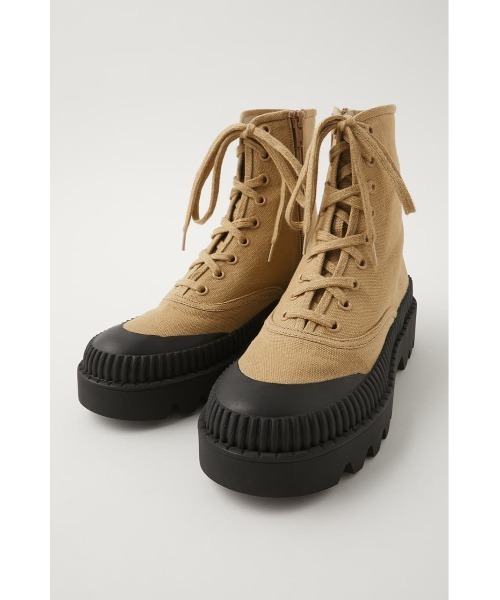 MOUSSY（マウジー）の「RUGGED SOLE CANVAS DECK　HI（スニーカー・レディース・ブラック/ベージュ・SMALL/MEDIUM/LARGE）」の6枚目の写真