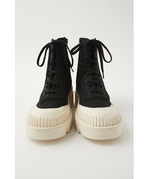 MOUSSY（マウジー）の「RUGGED SOLE CANVAS DECK　HI（スニーカー・レディース・ブラック/ベージュ・SMALL/MEDIUM/LARGE）」の5枚目の写真