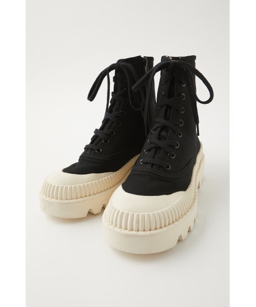 MOUSSY（マウジー）の「RUGGED SOLE CANVAS DECK　HI（スニーカー・レディース・ブラック/ベージュ・SMALL/MEDIUM/LARGE）」の7枚目の写真