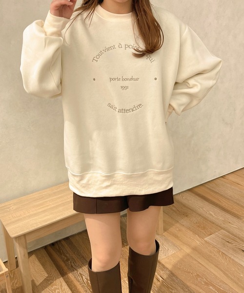 apres jour clair(アプレジュールクレア)の「【apres jour clair】刺繍オーバースウェット(スウェット・レディース・ダークブラウン/アイボリー・X-LARGE/FREE)」の15枚目の写真