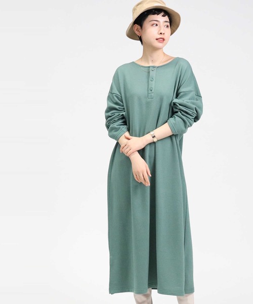 HONEYSUCKLE ROSE（ハニーサックルローズ）の「【HONEYSUCKLE ROSE】ヘンリーネックワンピース（ワンピース・レディース・オリーブ/ベージュ/ダークグレー・M/L）」の12枚目の写真
