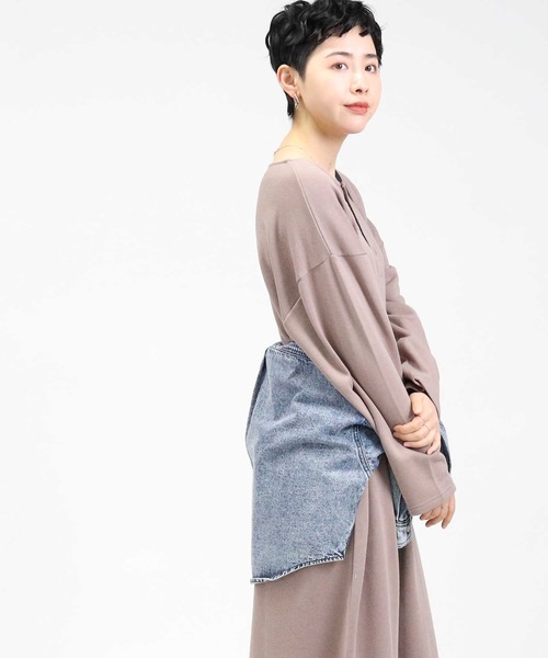 HONEYSUCKLE ROSE（ハニーサックルローズ）の「【HONEYSUCKLE ROSE】ヘンリーネックワンピース（ワンピース・レディース・オリーブ/ベージュ/ダークグレー・M/L）」の10枚目の写真