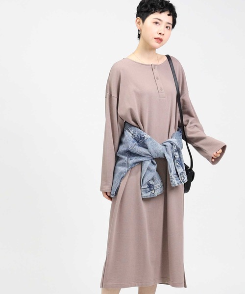 HONEYSUCKLE ROSE（ハニーサックルローズ）の「【HONEYSUCKLE ROSE】ヘンリーネックワンピース（ワンピース・レディース・オリーブ/ベージュ/ダークグレー・M/L）」の11枚目の写真