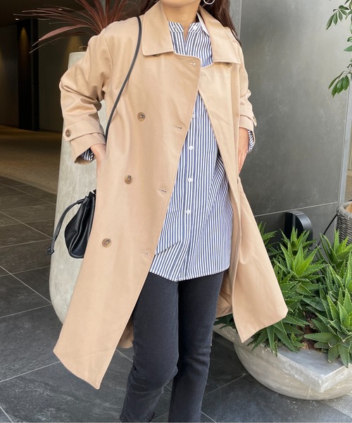 Meli rich(メリーリッチ)の「王道スタイルに。ステンカラーロングトレンチコート(トレンチコート・レディース・ベージュ/ネイビー/カーキ/ピンクベージュ・FREE)」の2枚目の写真