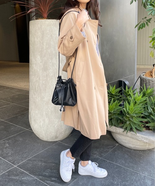 Meli rich(メリーリッチ)の「王道スタイルに。ステンカラーロングトレンチコート(トレンチコート・レディース・ベージュ/ネイビー/カーキ/ピンクベージュ・FREE)」の15枚目の写真