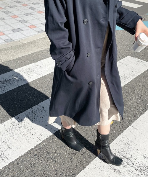 Meli rich(メリーリッチ)の「王道スタイルに。ステンカラーロングトレンチコート(トレンチコート・レディース・ベージュ/ネイビー/カーキ/ピンクベージュ・FREE)」の20枚目の写真
