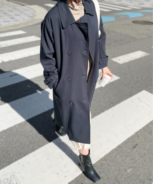 Meli rich(メリーリッチ)の「王道スタイルに。ステンカラーロングトレンチコート(トレンチコート・レディース・ベージュ/ネイビー/カーキ/ピンクベージュ・FREE)」の19枚目の写真