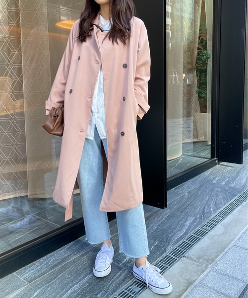 Meli rich(メリーリッチ)の「王道スタイルに。ステンカラーロングトレンチコート(トレンチコート・レディース・ベージュ/ネイビー/カーキ/ピンクベージュ・FREE)」の11枚目の写真