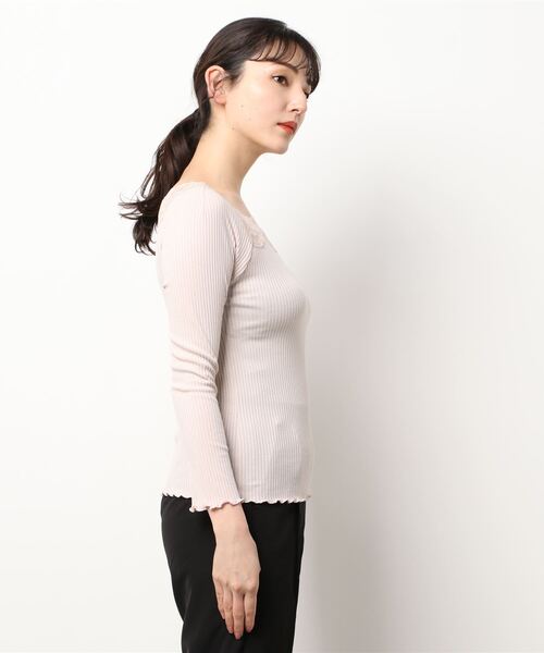 flower（フラワー）の「ゴージャスレーストップ2（Tシャツ/カットソー・レディース・グレー/ピンク/アイボリー/ベージュ・FREE）」の6枚目の写真