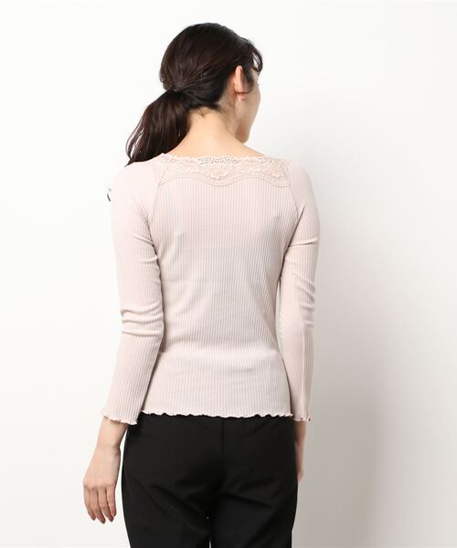 flower（フラワー）の「ゴージャスレーストップ2（Tシャツ/カットソー・レディース・グレー/ピンク/アイボリー/ベージュ・FREE）」の5枚目の写真