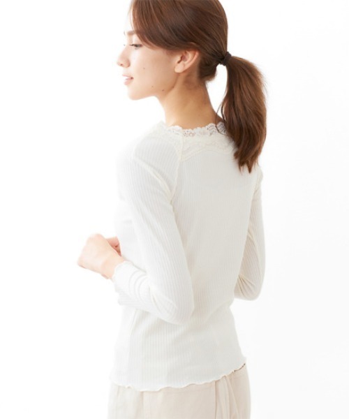 flower（フラワー）の「ゴージャスレーストップ2（Tシャツ/カットソー・レディース・グレー/ピンク/アイボリー/ベージュ・FREE）」の22枚目の写真