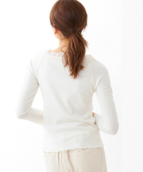 flower（フラワー）の「ゴージャスレーストップ2（Tシャツ/カットソー・レディース・グレー/ピンク/アイボリー/ベージュ・FREE）」の21枚目の写真