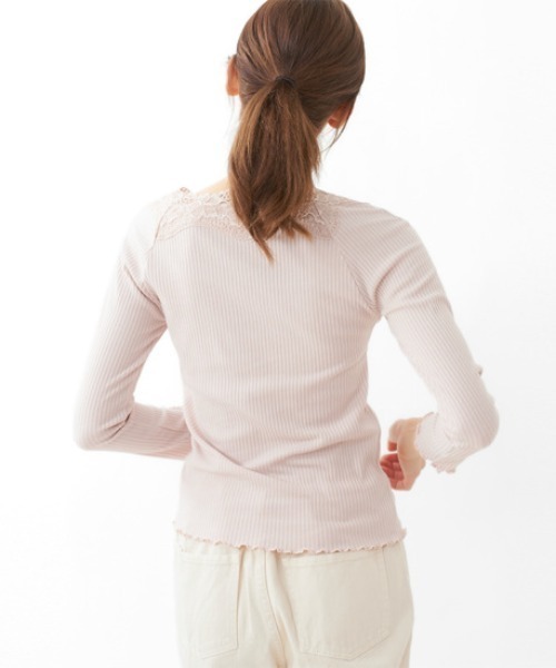 flower（フラワー）の「ゴージャスレーストップ2（Tシャツ/カットソー・レディース・グレー/ピンク/アイボリー/ベージュ・FREE）」の18枚目の写真