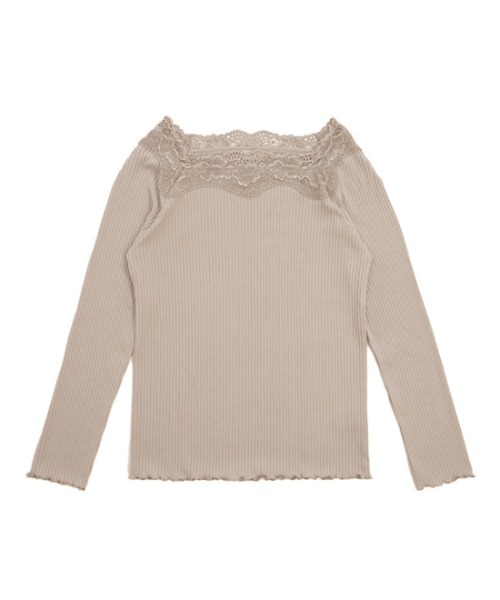 flower（フラワー）の「ゴージャスレーストップ2（Tシャツ/カットソー・レディース・グレー/ピンク/アイボリー/ベージュ・FREE）」の11枚目の写真