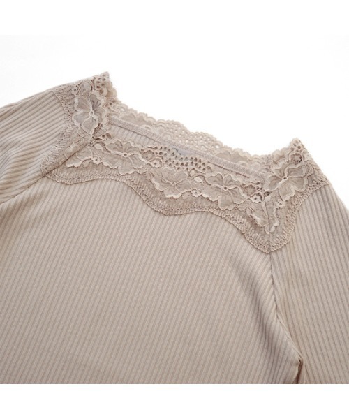 flower（フラワー）の「ゴージャスレーストップ2（Tシャツ/カットソー・レディース・グレー/ピンク/アイボリー/ベージュ・FREE）」の14枚目の写真