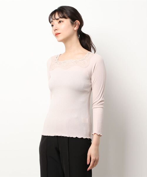 flower（フラワー）の「ゴージャスレーストップ2（Tシャツ/カットソー・レディース・グレー/ピンク/アイボリー/ベージュ・FREE）」の10枚目の写真