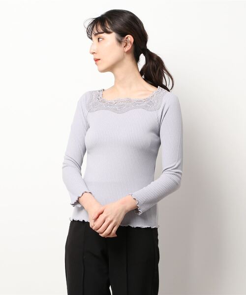 flower（フラワー）の「ゴージャスレーストップ2（Tシャツ/カットソー・レディース・グレー/ピンク/アイボリー/ベージュ・FREE）」の9枚目の写真