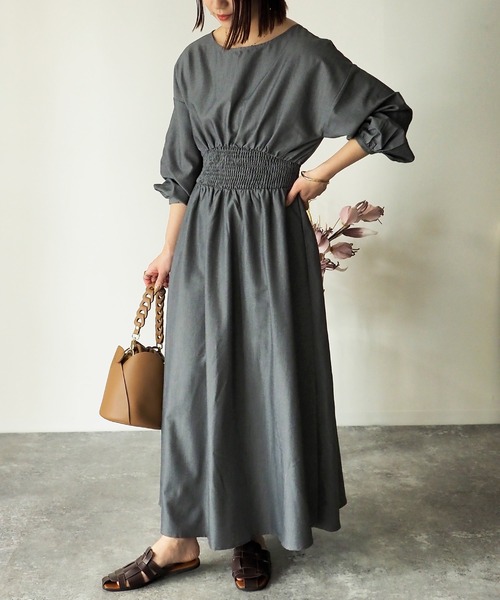 Riberry（リベリー）の「ウエストシャーリングワンピース（ワンピース・レディース・チャコールグレー/ブルー・MEDIUM）」の2枚目の写真