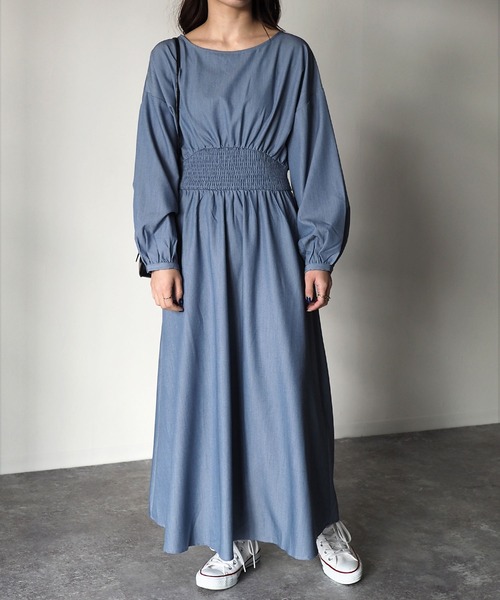 Riberry（リベリー）の「ウエストシャーリングワンピース（ワンピース・レディース・チャコールグレー/ブルー・MEDIUM）」の21枚目の写真