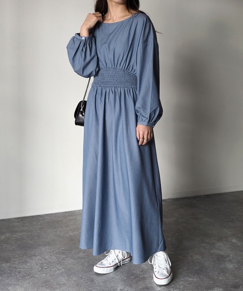 Riberry（リベリー）の「ウエストシャーリングワンピース（ワンピース・レディース・チャコールグレー/ブルー・MEDIUM）」の22枚目の写真