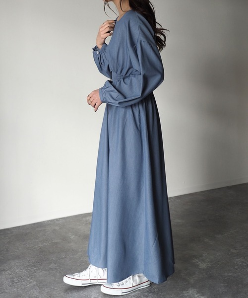 Riberry（リベリー）の「ウエストシャーリングワンピース（ワンピース・レディース・チャコールグレー/ブルー・MEDIUM）」の20枚目の写真