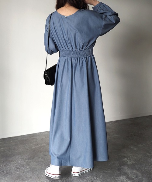 Riberry（リベリー）の「ウエストシャーリングワンピース（ワンピース・レディース・チャコールグレー/ブルー・MEDIUM）」の19枚目の写真