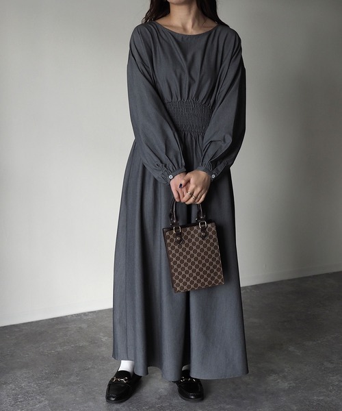 Riberry（リベリー）の「ウエストシャーリングワンピース（ワンピース・レディース・チャコールグレー/ブルー・MEDIUM）」の17枚目の写真