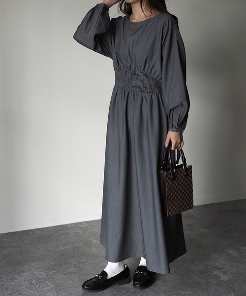 Riberry（リベリー）の「ウエストシャーリングワンピース（ワンピース・レディース・チャコールグレー/ブルー・MEDIUM）」の15枚目の写真