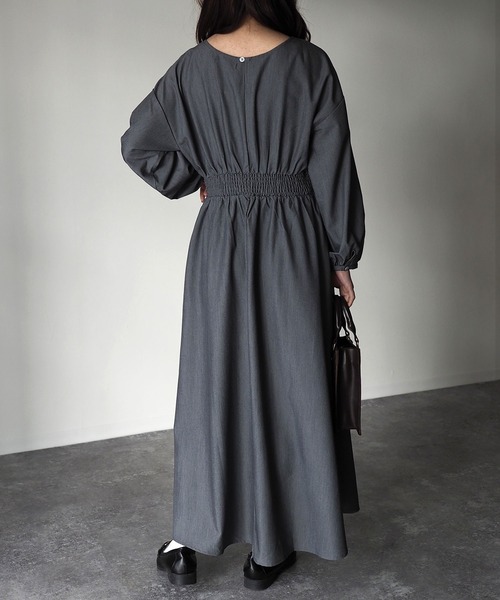 Riberry（リベリー）の「ウエストシャーリングワンピース（ワンピース・レディース・チャコールグレー/ブルー・MEDIUM）」の13枚目の写真