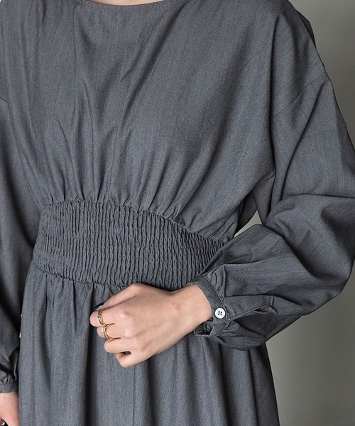 Riberry（リベリー）の「ウエストシャーリングワンピース（ワンピース・レディース・チャコールグレー/ブルー・MEDIUM）」の12枚目の写真