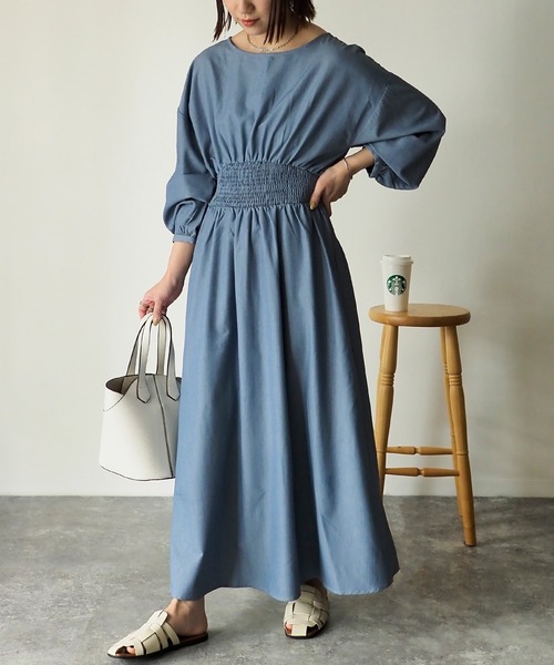 Riberry（リベリー）の「ウエストシャーリングワンピース（ワンピース・レディース・チャコールグレー/ブルー・MEDIUM）」の3枚目の写真