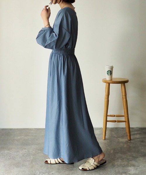 Riberry（リベリー）の「ウエストシャーリングワンピース（ワンピース・レディース・チャコールグレー/ブルー・MEDIUM）」の6枚目の写真