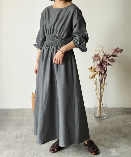 Riberry（リベリー）の「ウエストシャーリングワンピース（ワンピース・レディース・チャコールグレー/ブルー・MEDIUM）」の9枚目の写真