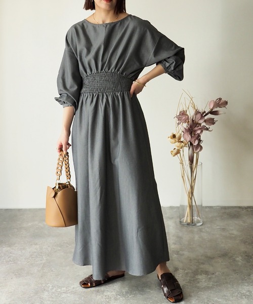 Riberry（リベリー）の「ウエストシャーリングワンピース（ワンピース・レディース・チャコールグレー/ブルー・MEDIUM）」の10枚目の写真