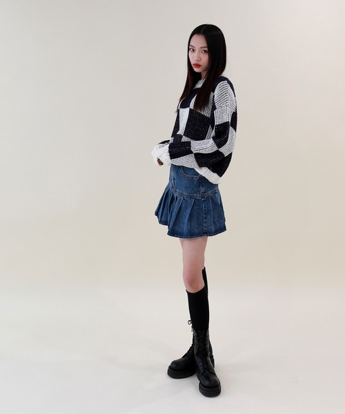 by muni:r(バイ ムニール)の「デニムプリーツスカートパンツ(デニムスカート・レディース・ブルー・SMALL/MEDIUM)」の14枚目の写真