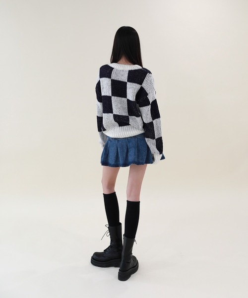 by muni:r(バイ ムニール)の「デニムプリーツスカートパンツ(デニムスカート・レディース・ブルー・SMALL/MEDIUM)」の15枚目の写真