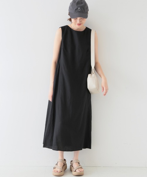 SLOBE IENA（スローブイエナ）の「リネンタックノースリーブワンピース（ワンピース・レディース・ピンク/ブラック/グリーン/ベージュ・FREE）」の7枚目の写真