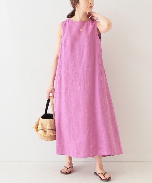 SLOBE IENA（スローブイエナ）の「リネンタックノースリーブワンピース（ワンピース・レディース・ピンク/ブラック/グリーン/ベージュ・FREE）」の20枚目の写真