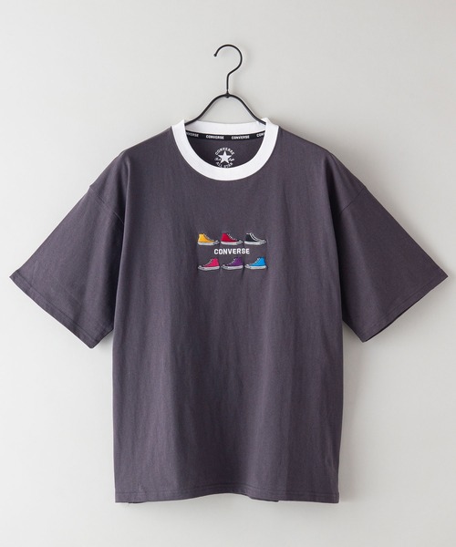 【STONE 】コンパス コットン ジャージーTシャツ☆関税込 CONVERSE/コンバース ロゴ刺繍 オーバーサイズラグラン半袖T