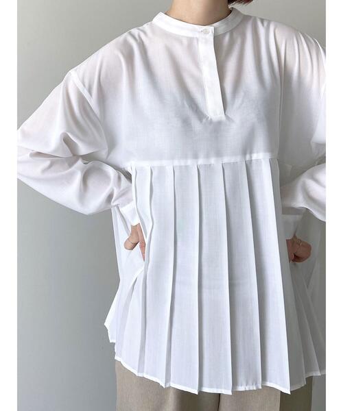 Samansa Mos2 blue（サマンサモスモスブルー）の「プリーツ切替ブラウス（シャツ/ブラウス・レディース・ブラック/オフホワイト/ライトベージュ・ﾌﾘ-）」の15枚目の写真