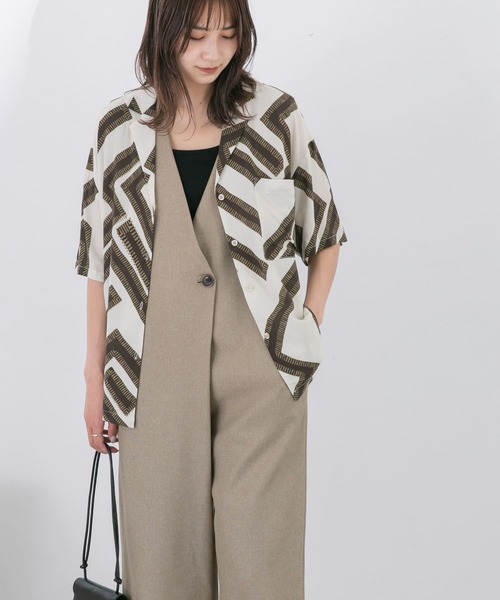 KBF（ケイビーエフ）の「メイズパターンオープンカラーシャツ（シャツ/ブラウス・レディース・ホワイト系その他/グリーン系その他・ONE）」の15枚目の写真