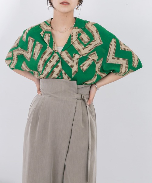 KBF（ケイビーエフ）の「メイズパターンオープンカラーシャツ（シャツ/ブラウス・レディース・ホワイト系その他/グリーン系その他・ONE）」の21枚目の写真