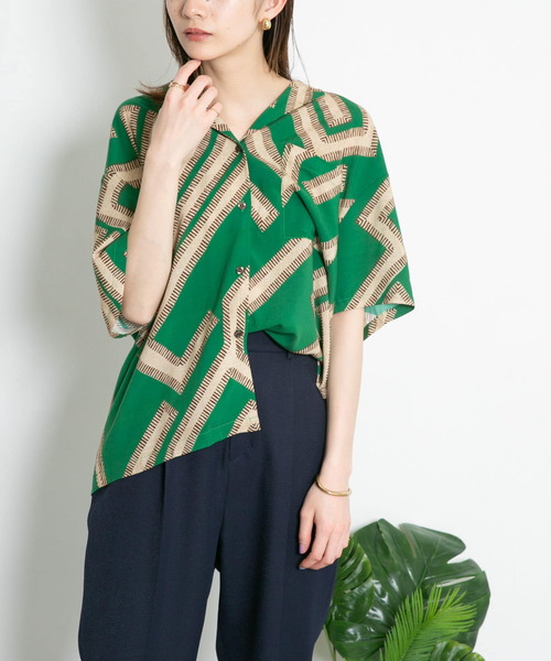 KBF（ケイビーエフ）の「メイズパターンオープンカラーシャツ（シャツ/ブラウス・レディース・ホワイト系その他/グリーン系その他・ONE）」の22枚目の写真