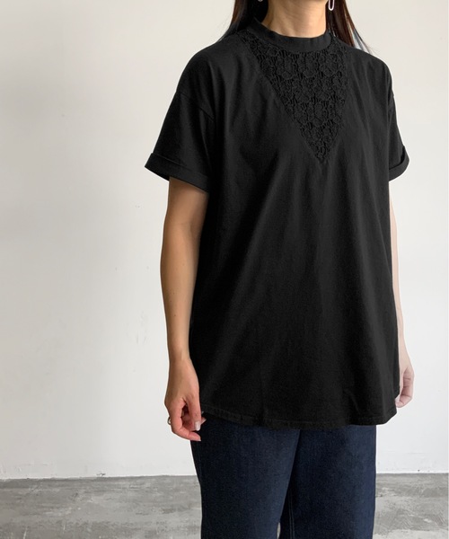 tシャツ ventblanc:ヴァンブラン モックネック ラッセルレース 天竺 プルオーバー レディース vent blanc（ヴァンブラン）の「ventblanc:ヴァンブラン モック
