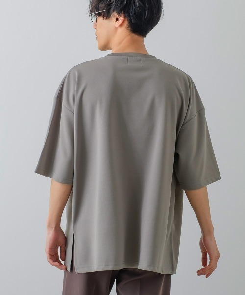 improves(インプローブス)の「カットジョーゼット オーバーサイズ ワイドモックネック Tシャツ セットアップ対応(Tシャツ/カットソー・メンズ・ブラック/ネイビー/グレー/ベージュ/サックスブルー/ライトグレー・LARGE/MEDIUM)」の8枚目の写真