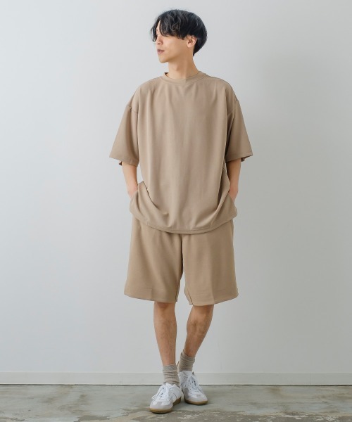 improves(インプローブス)の「カットジョーゼット オーバーサイズ ワイドモックネック Tシャツ セットアップ対応(Tシャツ/カットソー・メンズ・ブラック/ネイビー/グレー/ベージュ/サックスブルー/ライトグレー・LARGE/MEDIUM)」の13枚目の写真