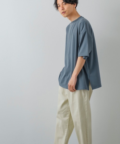 improves(インプローブス)の「カットジョーゼット オーバーサイズ ワイドモックネック Tシャツ セットアップ対応(Tシャツ/カットソー・メンズ・ブラック/ネイビー/グレー/ベージュ/サックスブルー/ライトグレー・LARGE/MEDIUM)」の14枚目の写真