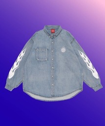 A'GEM/9 × .kom『paragraph/パラグラフ』Fire pattern Denim shirt/ファイヤーパターンデザイン デニムシャツ
