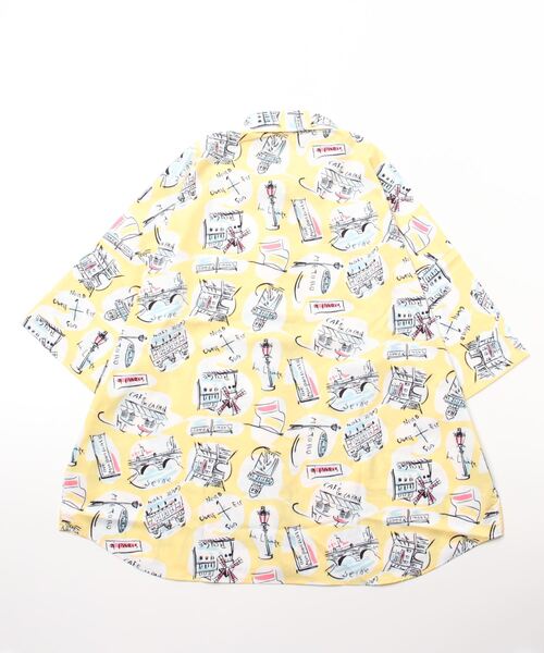FUNALIVE（ファンアライブ）の「とろみレトロ総柄プリント半袖ビッグシャツ（シャツ/ブラウス・メンズ・モカ/ネイビー/サックスブルー/ブラック系その他/ホワイト/ベージュ/イエロー/キナリ/グリーン/ブラック・M/L/XL）」の15枚目の写真