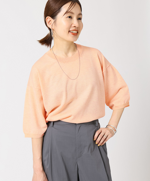 IENA（イエナ）の「LEVITA 半袖プルオーバー（ニット/セーター・レディース・オレンジ/ブラウン/ベージュ/ホワイト・FREE）」の7枚目の写真